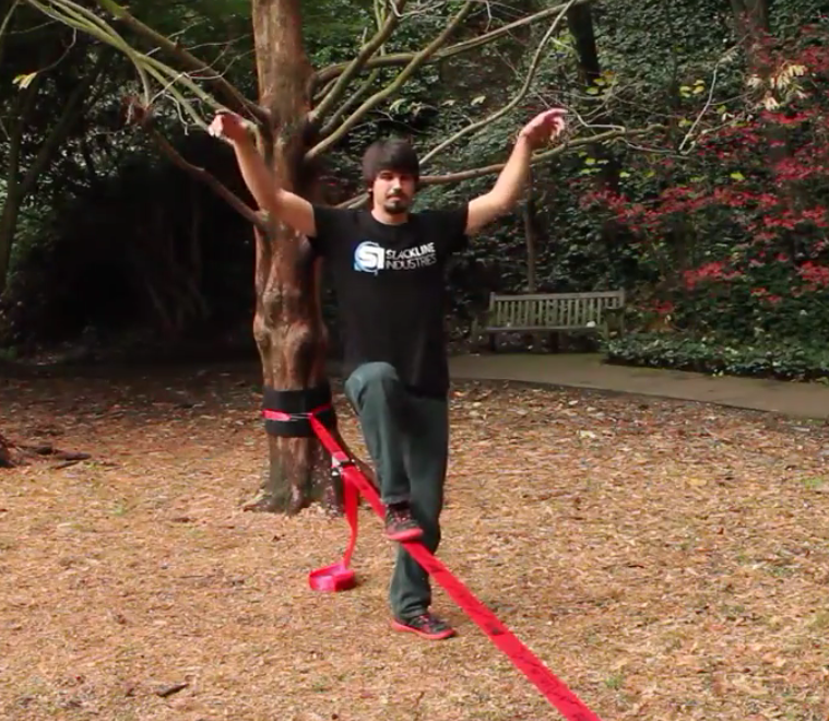 balancing one foot on the slack line How to Slackline